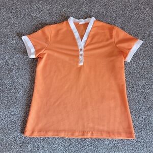 Orange Short Sleeve Top with White Trim